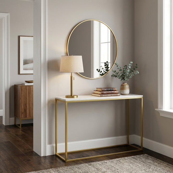 Agni Marble Top Gold Legs Console Table