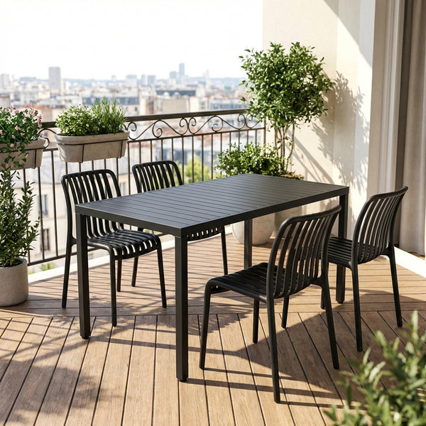 Aurora Black 164cm Outdoor Dining Table