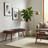Castor Charcoal Fabric & Wood Seating Entryway Bench with Drawer - 100 cm