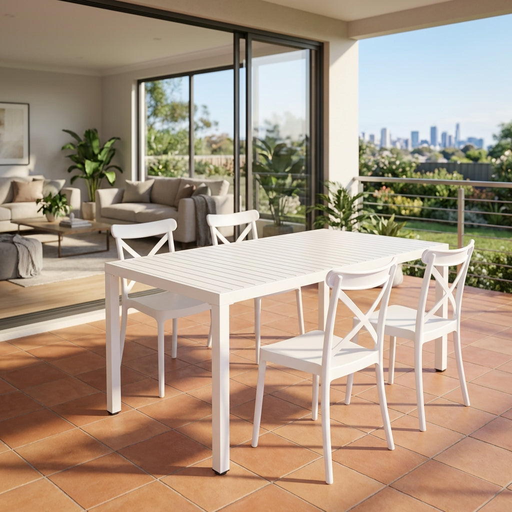 Aurora White 164cm Outdoor Dining Table