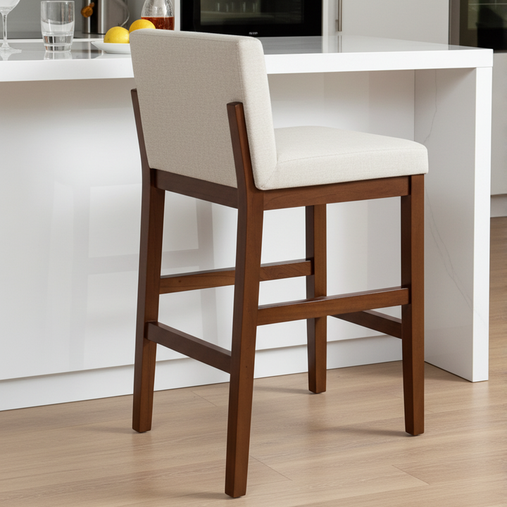 Valea Walnut Barstool with Beige Polyester Seat