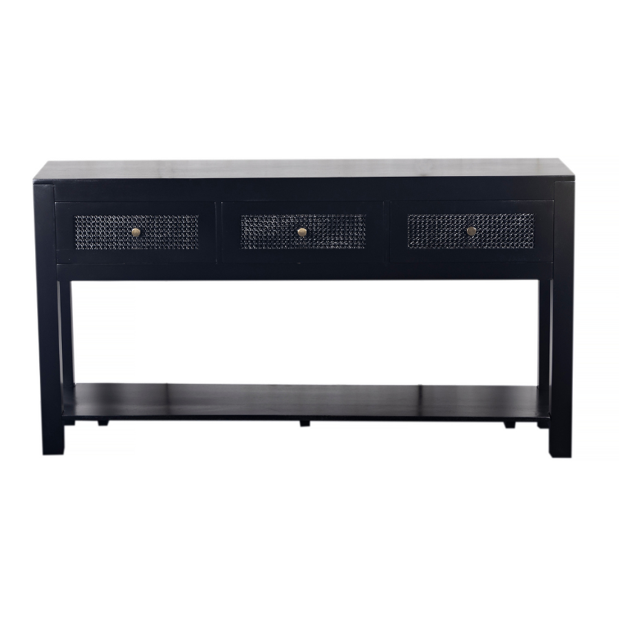 Front view of Byron black console with drawers – 120x35cm – shop online in AU