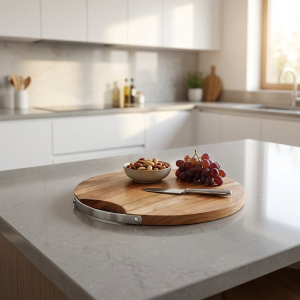 Amla Acacia Wood 36x36 cm Round Serving Board