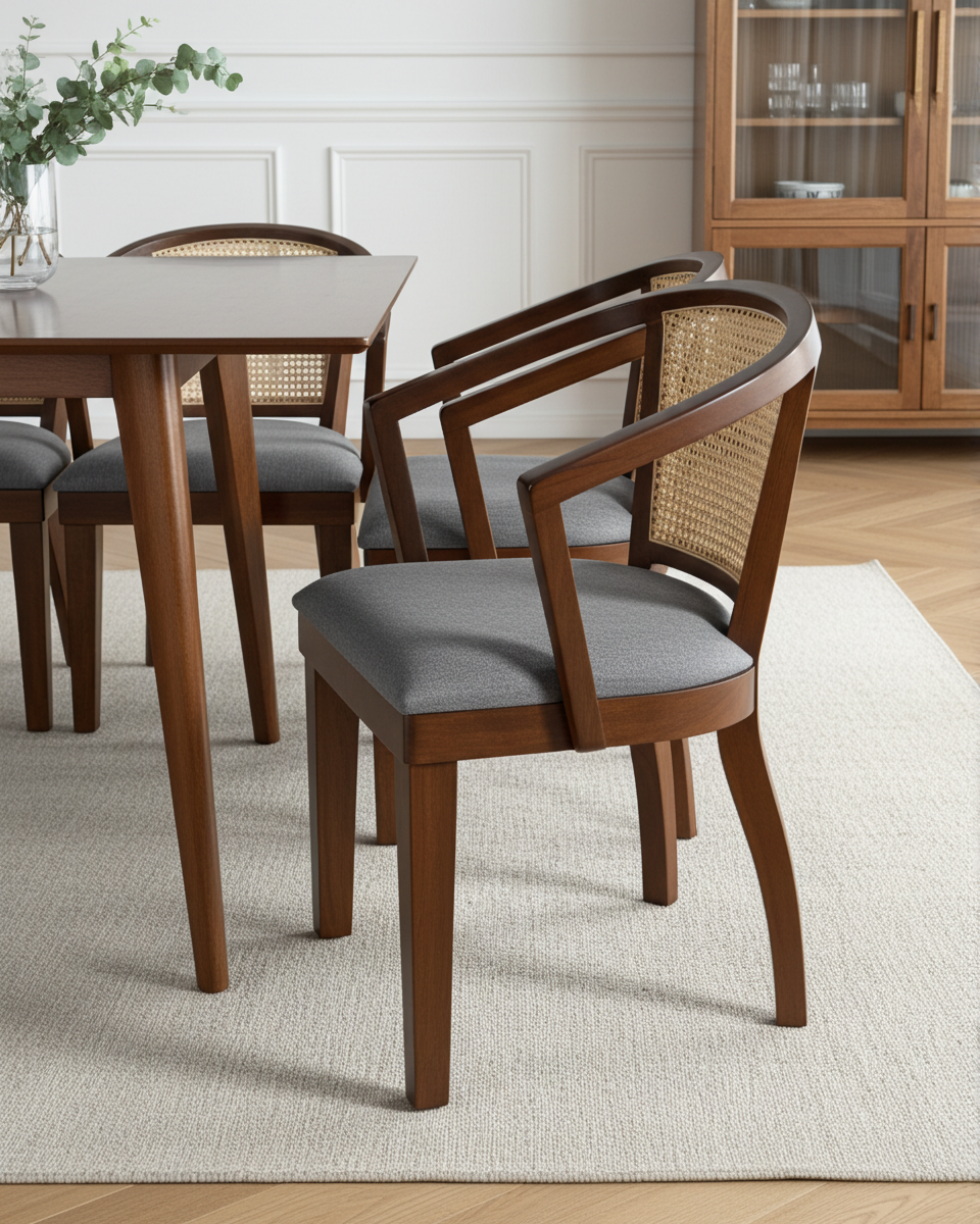 Byron Walnut Chair with Grey Seat (Set of 2)