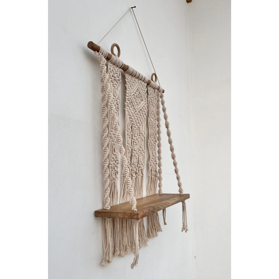 Kibber wall organiser with macrame detail – Hanging shelf online Australia