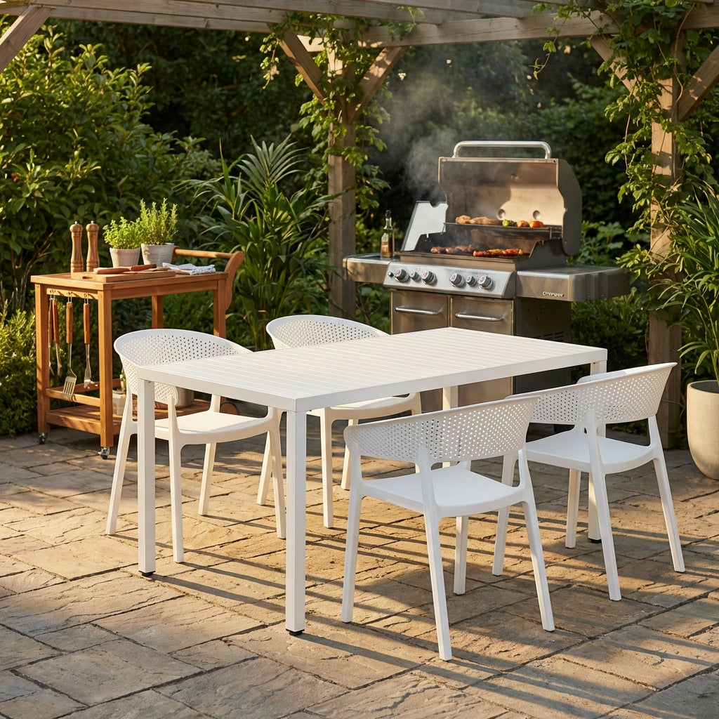 Aurora White 164cm Outdoor Dining Table