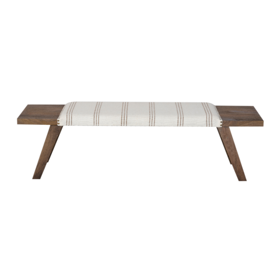 Front view of Landour bench 120cm – walnut finish – buy online in Australia