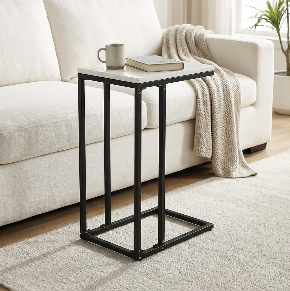 Bhumi C-Shaped Marble Top Side Table