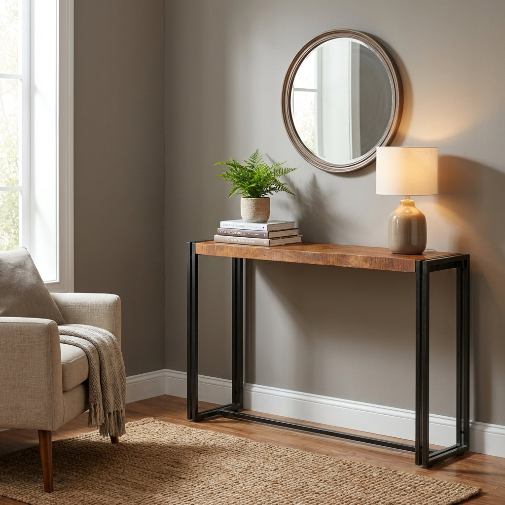 Astra Mango Wood Industrial Console Table