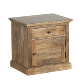 Top view of Clovelly natural wooden side table – boho rattan drawer – buy bedside table online in Australia