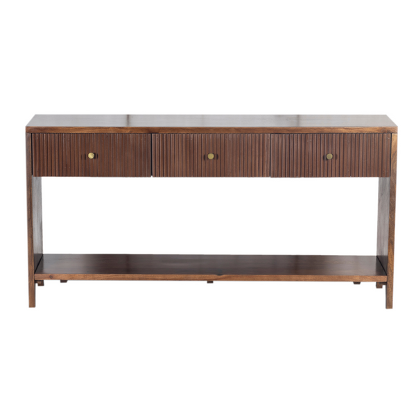 Top view of Fraser 120cm walnut console table with clean lines – buy online in Australia