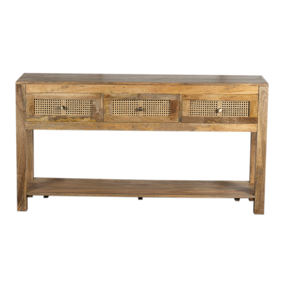 Front view of Byron natural console table with drawers – 120x35cm – shop online in Australia