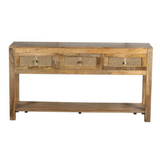 Front view of Byron natural console table with drawers – 120x35cm – shop online in Australia