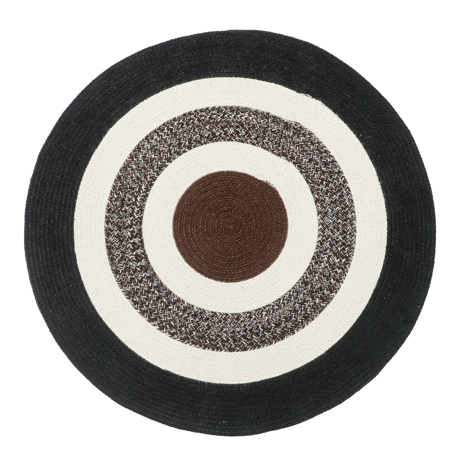 Close-up of Churchill round jute rug – 200 cm diameter – boho style – buy online in Australia