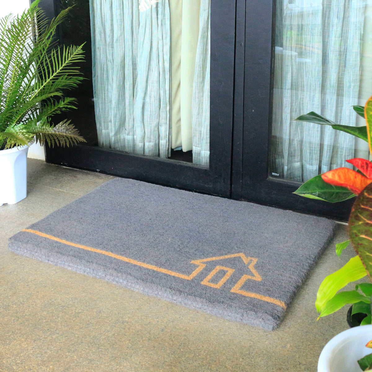 Ghar Grey Coir Doormat - Fab Habitat , Doormats, 