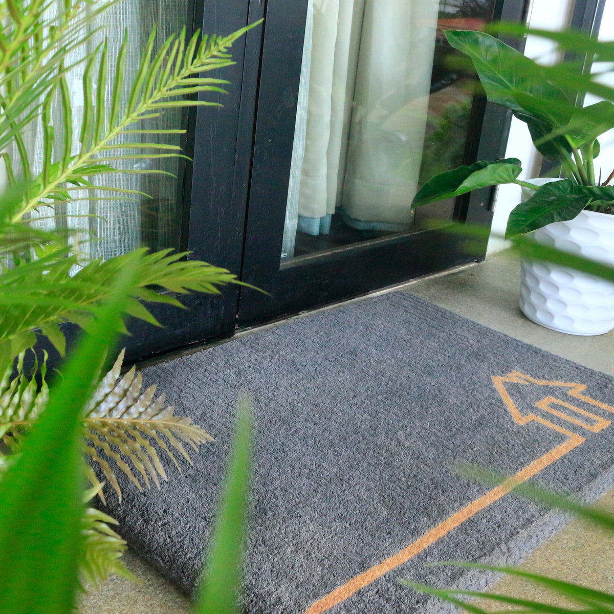 Ghar Grey Coir Doormat - Fab Habitat , Doormats, 