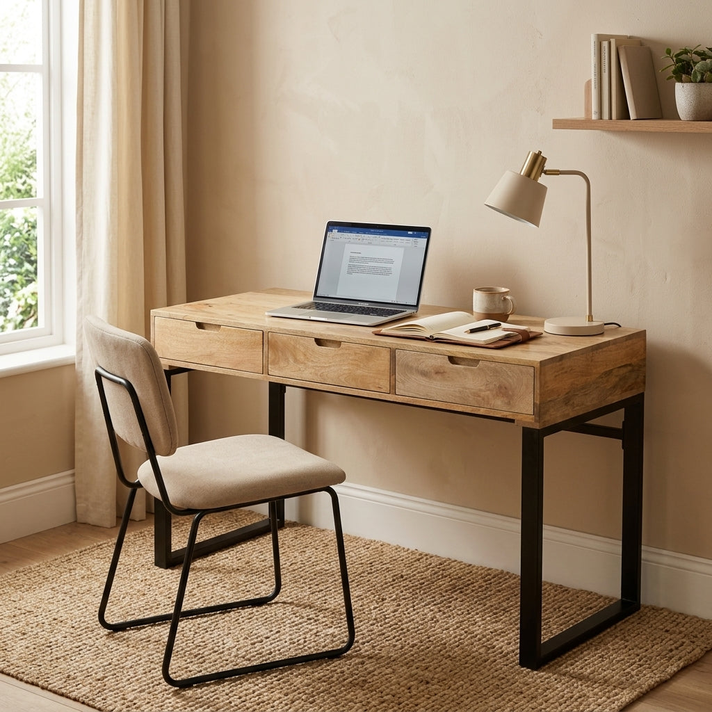 Venus Natural Wood Modern Design 3 Drawer Study Desk for Home & Office