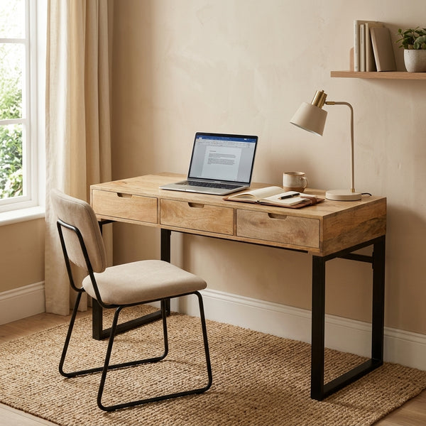 Venus Natural Wood Modern Design 3 Drawer Study Desk for Home & Office