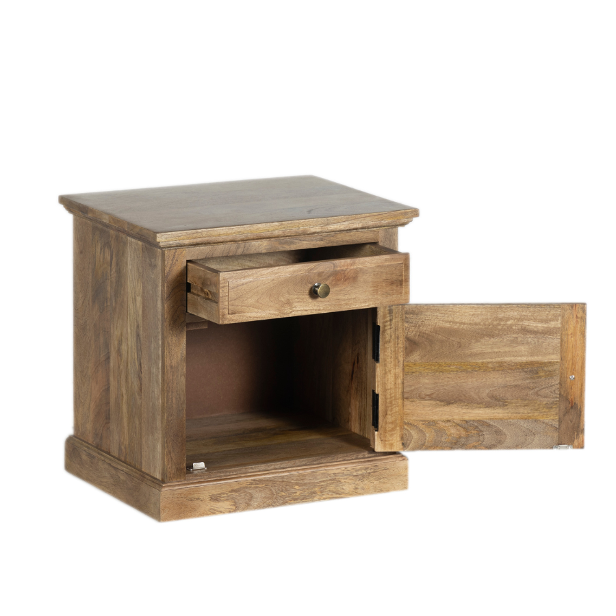 Side panel view – Clovelly wooden side table with cane drawer – buy side tables in Australia