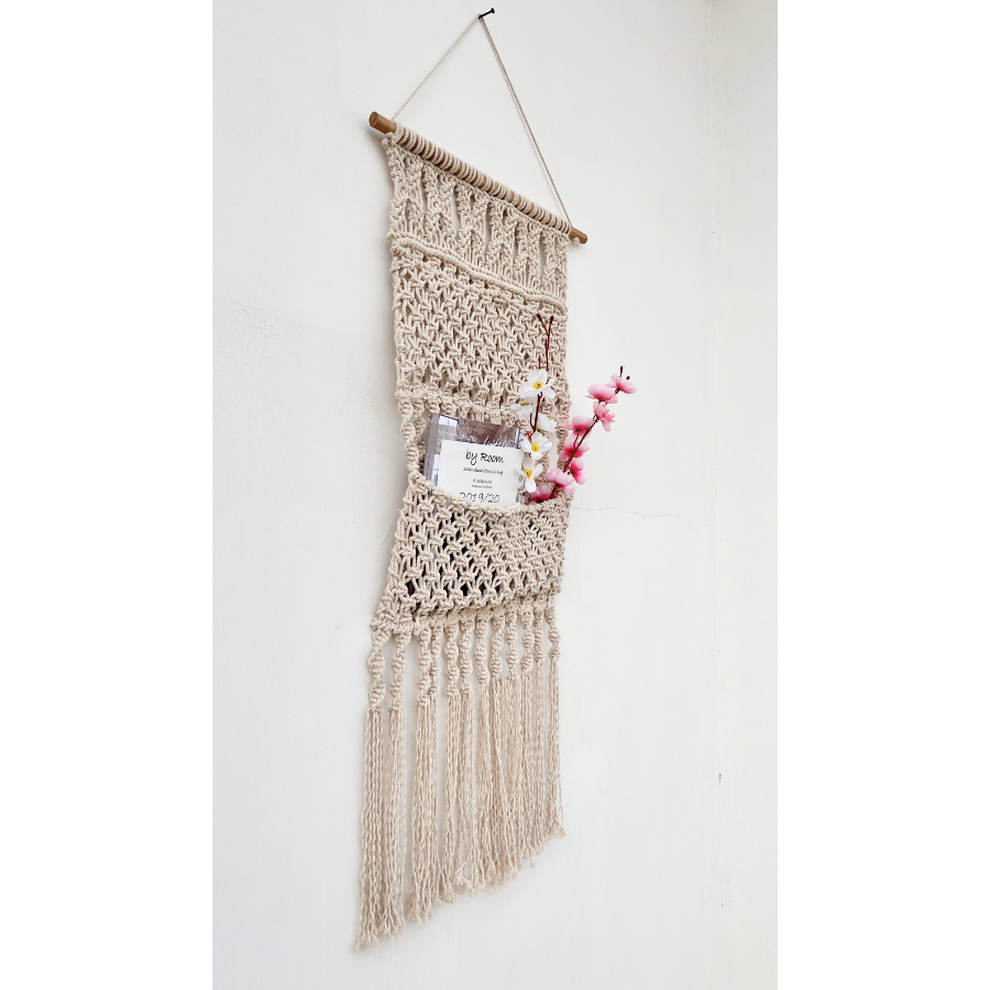 Boho style wall hanging with pockets – Muland book holder, online Australia
