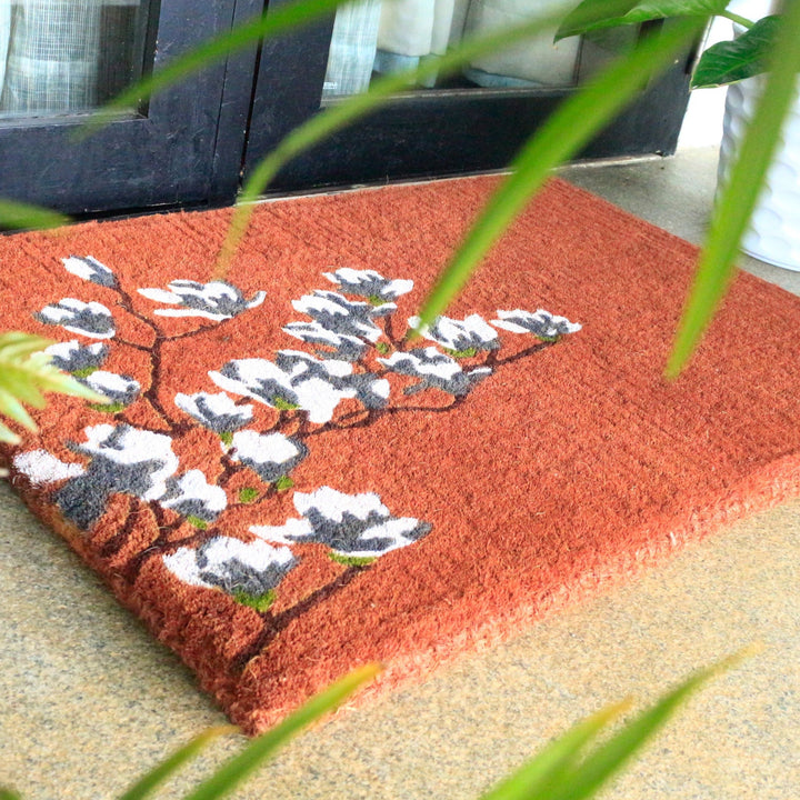 Magnolia Coral 100% Coir Doormat - Fab Habitat , Doormats, 