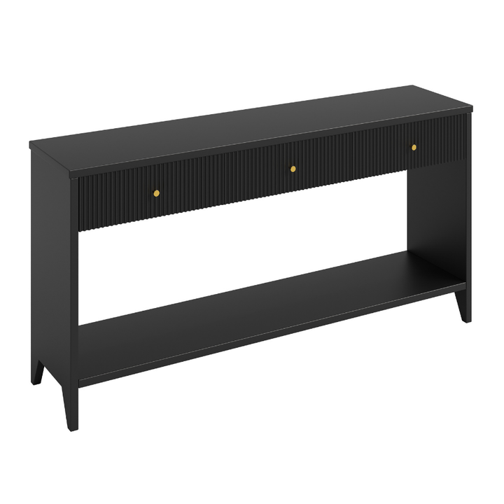 Reet Black Console Table with 3 Drawers - 150cm
