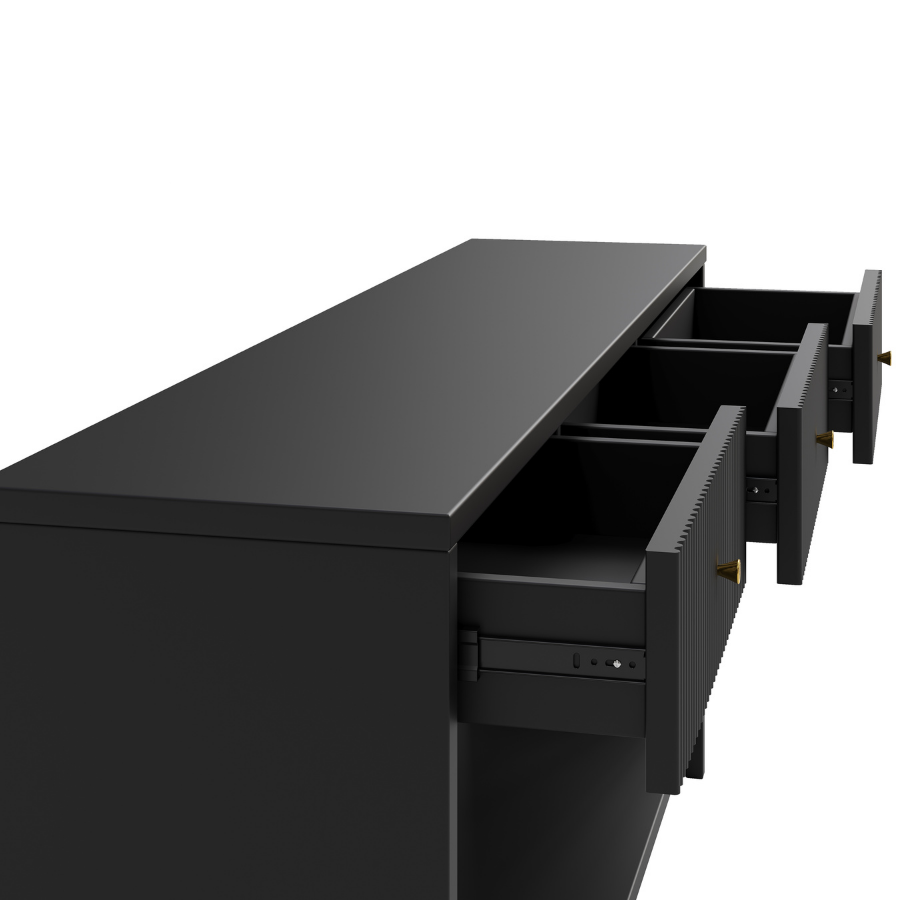 Reet Black Console Table with 3 Drawers - 150cm