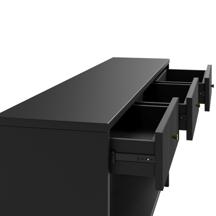 Reet Black Console Table with 3 Drawers - 150cm