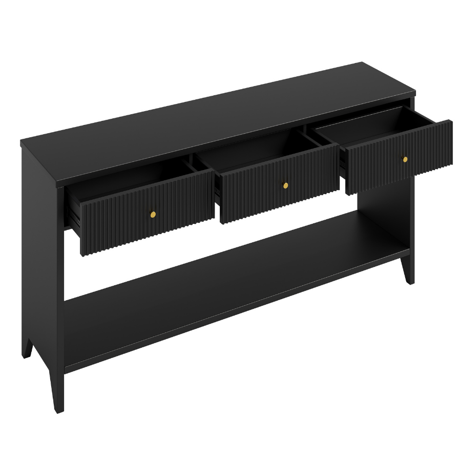 Reet Black Console Table with 3 Drawers - 150cm