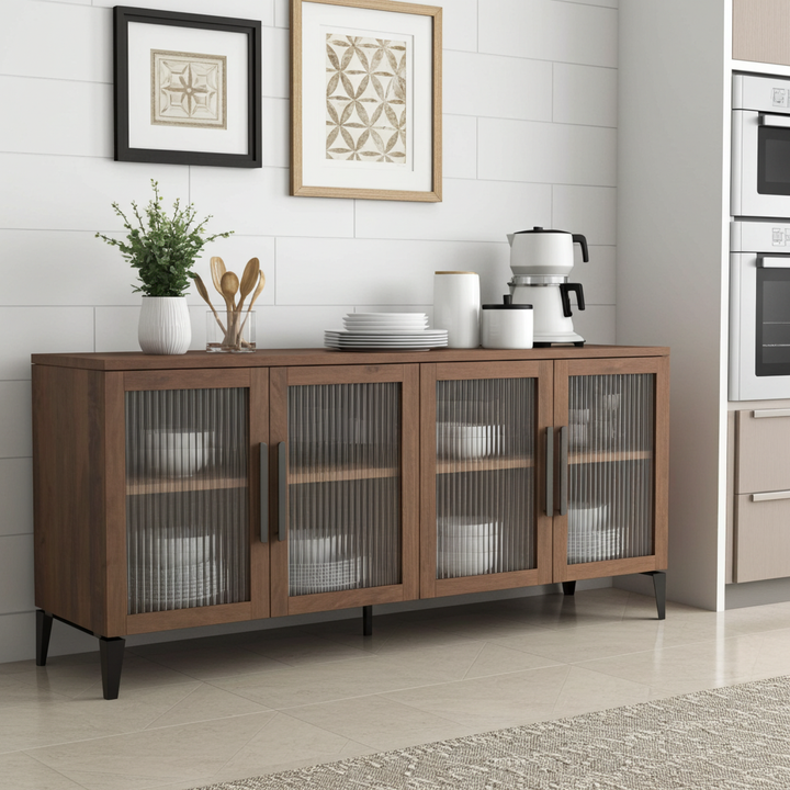 Odense Walnut Four Door Buffet