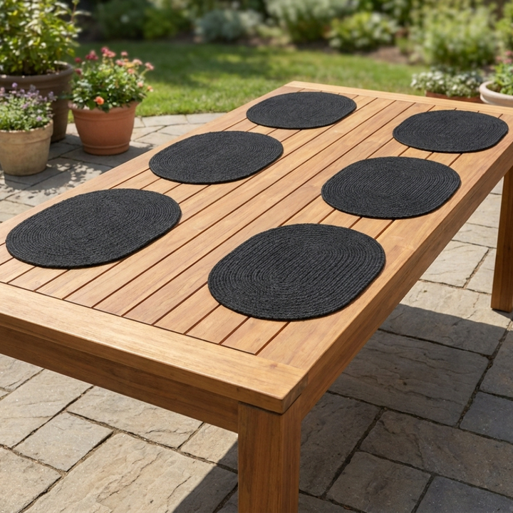 Hazel Black Oval PET Placemats