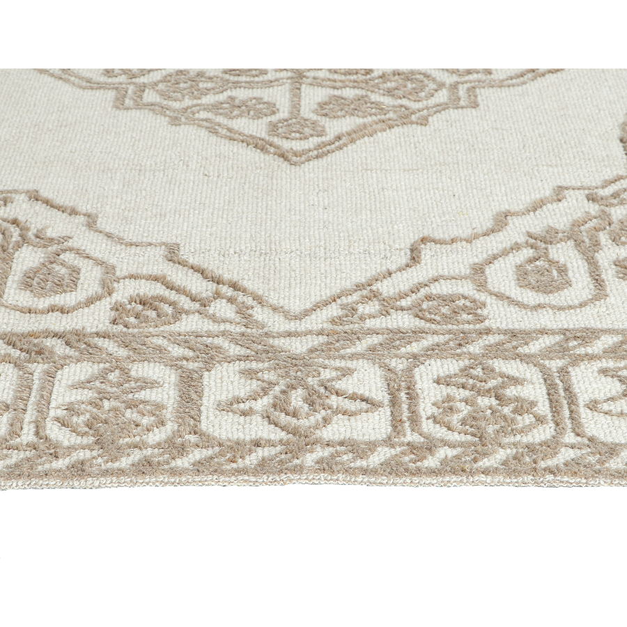 Vidhi Ivory and Beige 100% Wool Rug