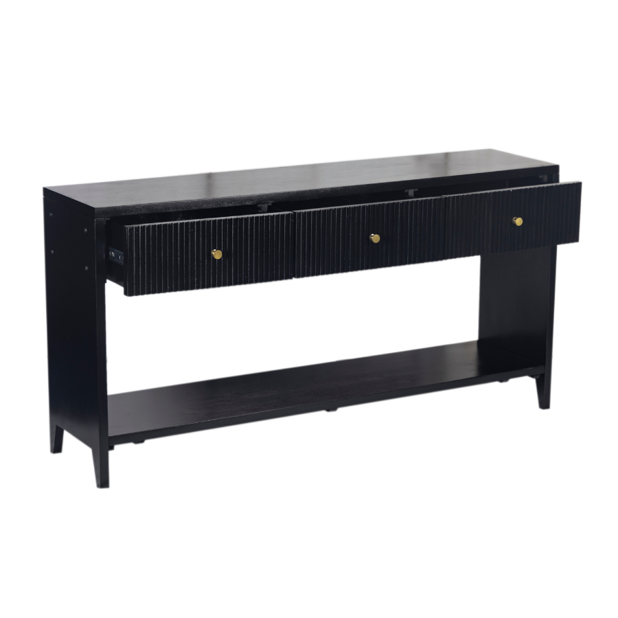 Side profile of Fraser 120cm console table in walnut finish – buy online in Australia
