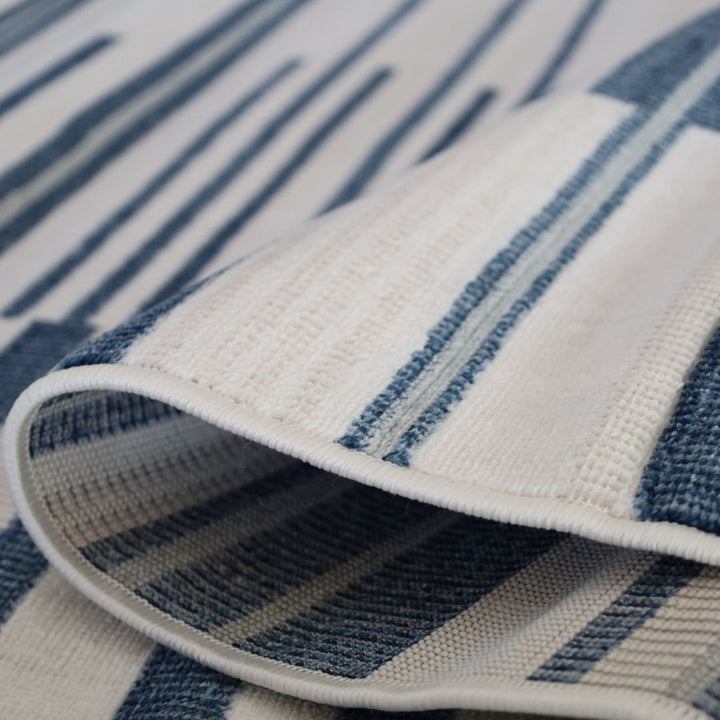 Yomi Navy and Cream Indoor Outdoor Rug