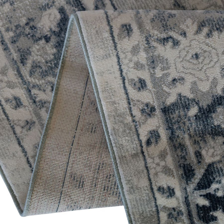 Lupin Navy and White Traditional Distressed Extra Large Rug