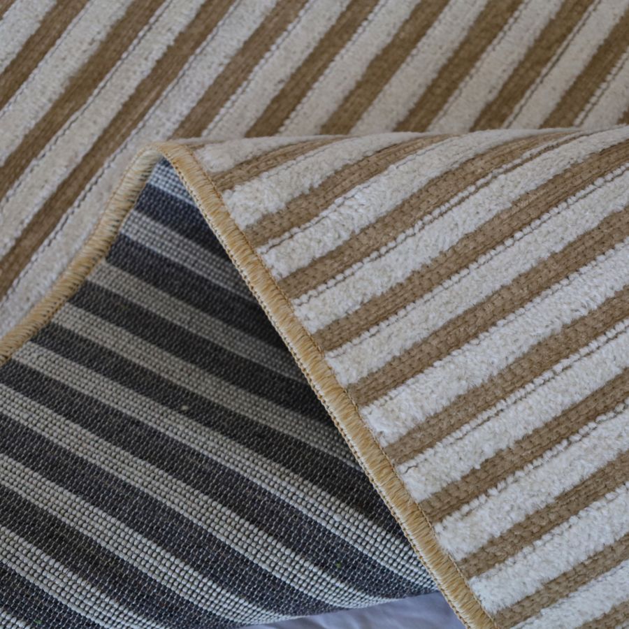 Seoul Beige Striped Indoor Outdoor Large Rug