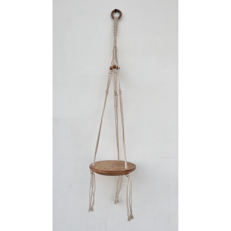 Natural cotton rope macrame shelf – Lho 1-tier hanging shelf online in Australia