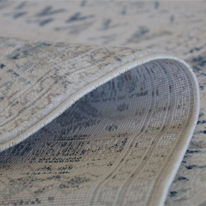 Izmir Navy and White Traditional Distrssed Extra Large Rug