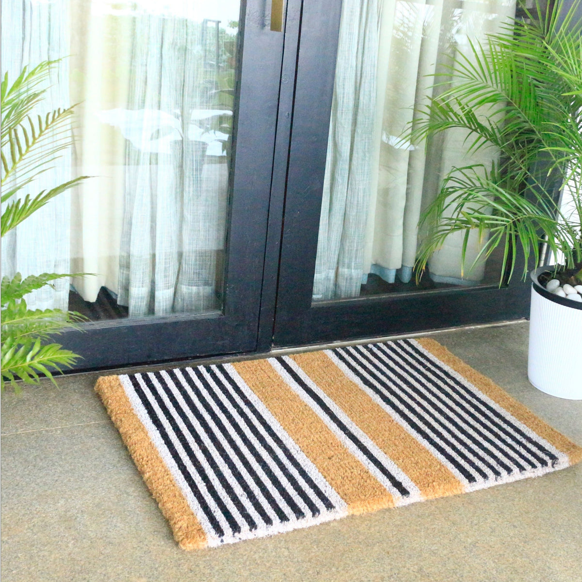 Nui Striped Coastal Coir Extra Long Front Door Mat - Fab Habitat , Doormats, 