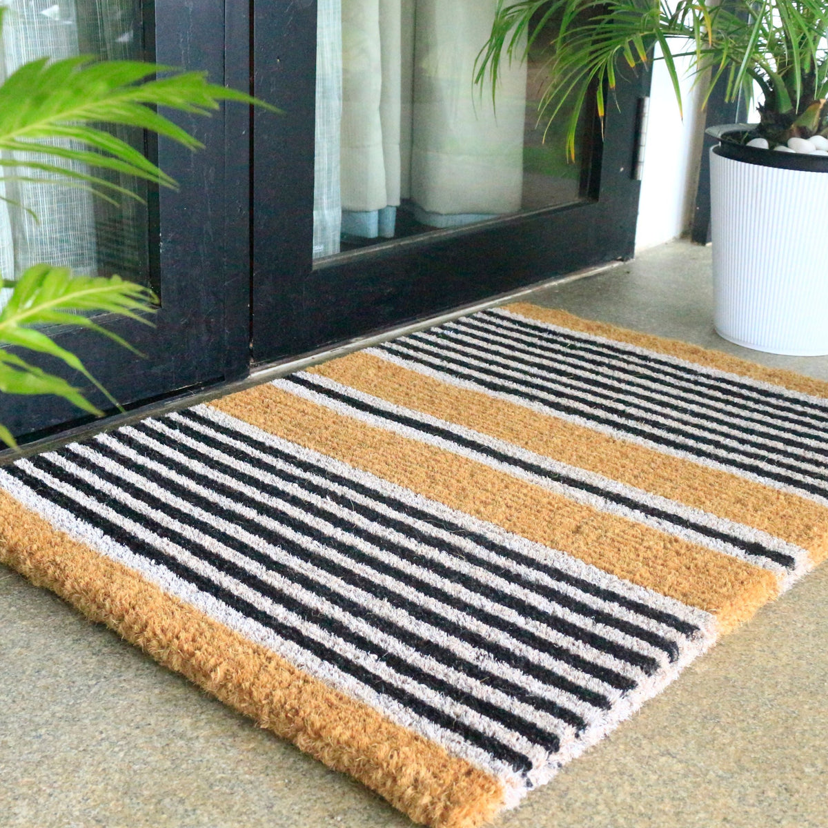 Nui Striped Coastal Coir Extra Long Front Door Mat - Fab Habitat , Doormats, 