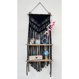 Kalpa black macrame wall hanging with dual shelves – Buy online in Australia