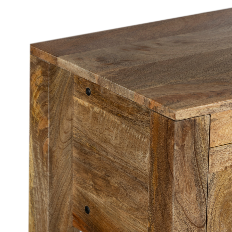 Drawer handle close-up on Byron natural wood console – 120x35cm – shop in Australia