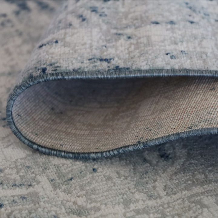 Kure Navy and White Traditional Distrssed Large Rug