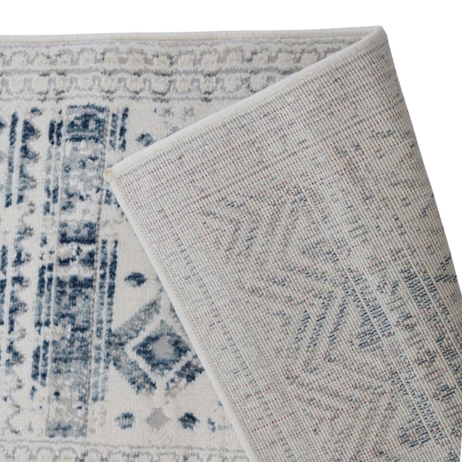 Izmir Navy and White Traditional Distrssed Extra Large Rug