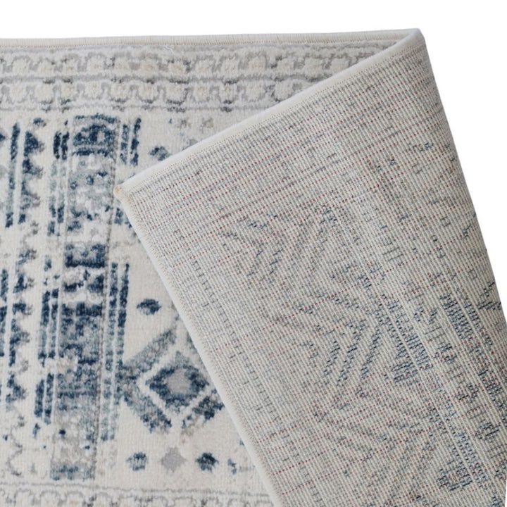 Izmir Navy and White Traditional Distrssed Extra Large Rug