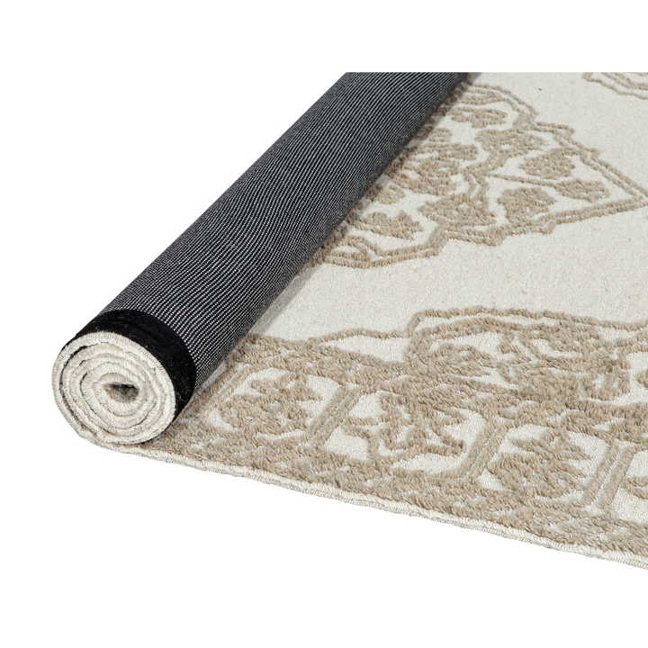 Vidhi Ivory and Beige 100% Wool Rug