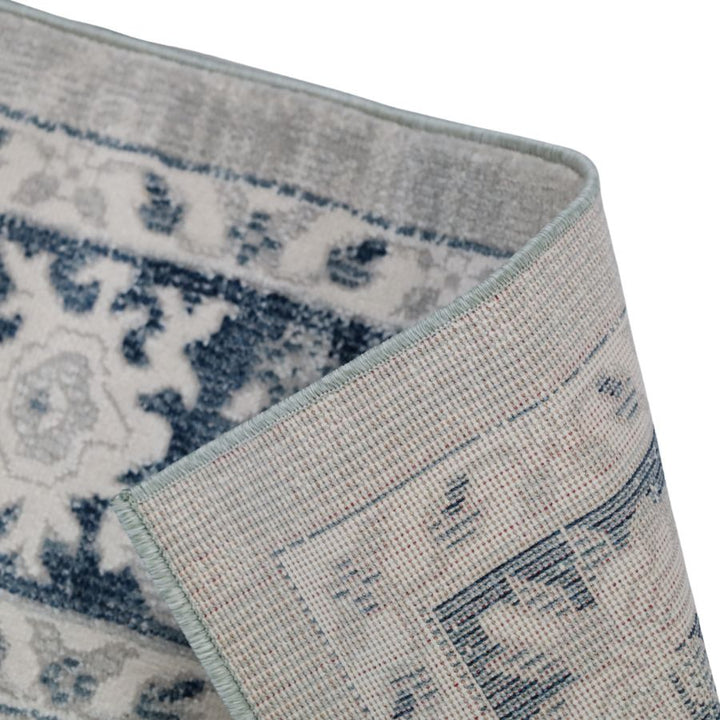Lupin Navy and White Traditional Distressed Extra Large Rug