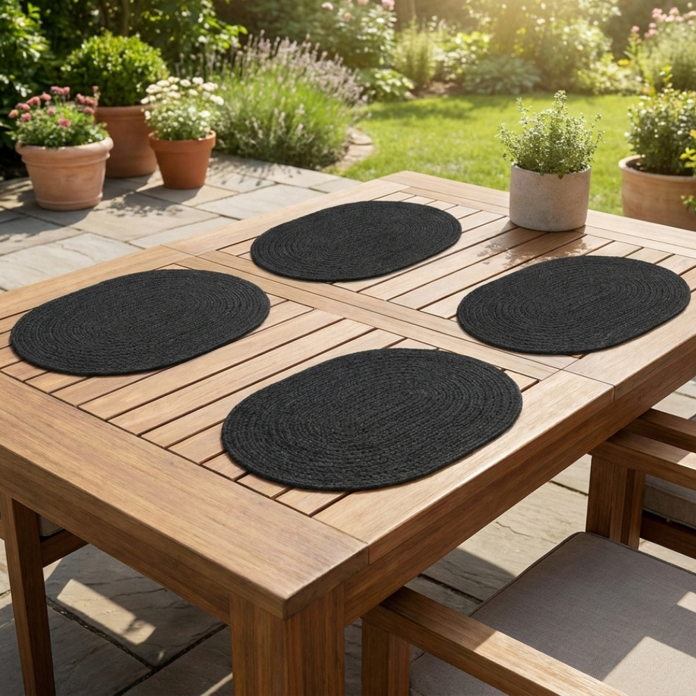 Hazel Black Oval PET Placemats