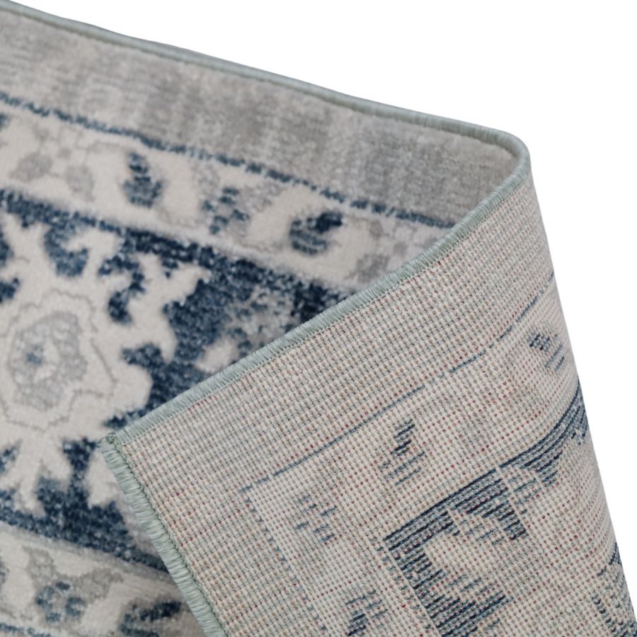 Lupin Navy and White Traditional Distressed Large Rug