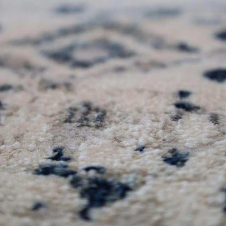 Izmir Navy and White Traditional Distrssed Extra Large Rug